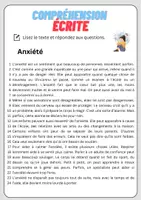 Aperçu - Feuilles d'exercices - Compréhension écrite – Anxiété + corrigés - Page 1