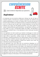 Aperçu - Feuilles d'exercices - Compréhension écrite – Aspirateur + corrigés - Page 1