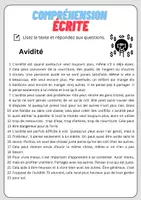 Aperçu - Feuilles d'exercices - Compréhension écrite – Avidité+ corrigés - Page 1