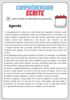 Aperçu - Feuilles d'exercices - Compréhension écrite – Agenda + corrigés - Page 1