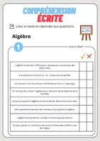 Aperçu - Feuilles d'exercices - Compréhension écrite – Algèbre + corrigés - Page 2