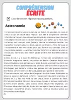 Aperçu - Feuilles d'exercices - Compréhension écrite – Astronomie + corrigés - Page 1