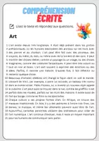 Aperçu - Feuilles d'exercices - Compréhension écrite – Art + corrigés - Page 1