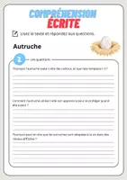 Aperçu - Feuilles d'exercices - Compréhension écrite – Autruche + corrigés - Page 3
