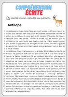 Aperçu - Feuilles d'exercices - Compréhension écrite – Antilope + corrigés - Page 1