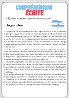 Aperçu - Feuilles d'exercices - Compréhension écrite – Argentine + corrigés - Page 1