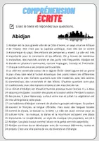 Aperçu - Feuilles d'exercices - Compréhension écrite – Abidjan + corrigés - Page 1