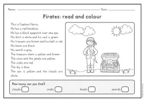 Vorschau - Arbeitsblätter - Pirates read and colour - 8 Bilder, 2-fach differenziert (Englisch) - Seite 3