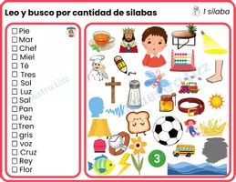 Vista previa - Tarjetas / Manipulativos - Leo y encuentro - según la cantidad de silabas - página 3