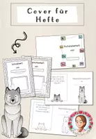 Vorschau - Mal- und Bastelvorlagen - Deckblätter für Hefte Grundschule | Klassentier Wolf / Wolfklasse - Deckblatt
