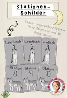 Vorschau - Bildkarten - Stationsschilder Grundschule | Klassentier Wolf / Wolfklasse - Deckblatt