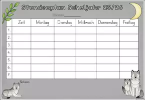 Vorschau - Poster - Stundenplan Grundschule | Klassentier Wolf / Wolfklasse - Seite 3