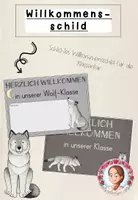 Vorschau - Poster - Willkommensschild Grundschule | Klassentier Wolf / Wolfklasse - Deckblatt