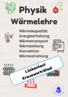 Vorschau - Arbeitsblätter - Physik Wärmelehre - Lückentext, Kreuzworträtsel - Wärmekapazität Wärmetransport - Deckblatt