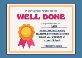 Προεπισκόπηση - Flashcards - Well Done Certificate (editable) - Εξώφυλλο