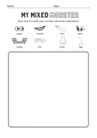 Vista previa - Manualidades / Dibujos para colorear - My Mixed Monster - BODY PARTS ENGLISH ESL - página 1