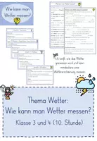 Vorschau - Unterrichtsreihen - Einheit Wetter: Wie kann man Wetter messen? (10.Stunde) Klasse 3/4 - Deckblatt