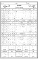 Vista previa - Hojas de trabajo - Travel - Word Search - página 1