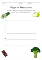 Vorschau - Arbeitsblätter - Was bedeutet es, vegan zu leben? Schreibimpulse, Akrostichon + Plakat Poster Reflexion Gesunde Ernährung Sachunterricht - Seite 2