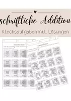Vorschau - Arbeitsblätter - Klecksaufgaben schriftliche Addition - Deckblatt