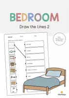 Vista previa - Hojas de trabajo - Bedroom / Dormitorio: Draw the lines 2 (Hoja de trabajo de inglés) - Portada