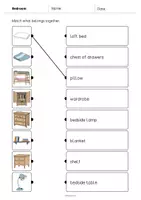 Vista previa - Hojas de trabajo - Bedroom / Dormitorio: Draw the lines 2 (Hoja de trabajo de inglés) - página 2