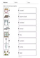 Vista previa - Hojas de trabajo - Bedroom / Dormitorio: Draw the lines 2 (Hoja de trabajo de inglés) - página 3
