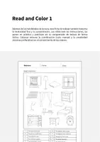 Vista previa - Hojas de trabajo - Bedroom / Dormitorio: Read and Color 1 (Hoja de trabajo de inglés) - página 1