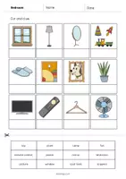 Vista previa - Manualidades / Dibujos para colorear - Bedroom / Dormitorio: Cut and Glue (Hoja de trabajo de inglés) - página 3