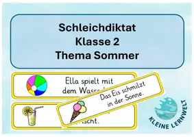 Vorschau - Aufgabenkarten - Schleichdiktat zum Sommer für Klasse 2 - Deckblatt