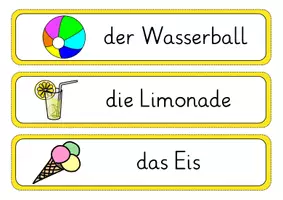 Vorschau - Aufgabenkarten - Schleich- /Laufdiktat zum Thema Sommer - Klasse 1 - Seite 1