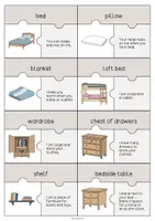 Vista previa - Manualidades / Dibujos para colorear - Bedroom / Dormitorio: Puzzle (Rompecabezas para la clase de inglés) - página 2