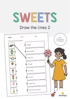 Vista previa - Hojas de trabajo - Sweets / Dulces: Draw the lines 2 (Hoja de trabajo de inglés) - Portada