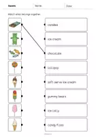 Vista previa - Hojas de trabajo - Sweets / Dulces: Draw the lines 2 (Hoja de trabajo de inglés) - página 2