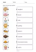 Vista previa - Hojas de trabajo - Sweets / Dulces: Draw the lines 2 (Hoja de trabajo de inglés) - página 3