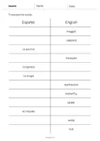 Vista previa - Evaluación - Insects / Insectos: Vocabulary Mini Test (Test para la clase de inglés) - página 3