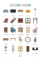 Vista previa - Tarjetas / Manipulativos - Living Room / Sala de estar: Vocabulary Poster (Póster para la clase de inglés) - página 3