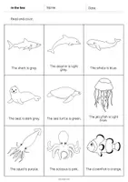 Vista previa - Hojas de trabajo - In the Sea / En el mar: Read and Color 2 (Hoja de trabajo de inglés) - página 2