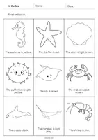 Vista previa - Hojas de trabajo - In the Sea / En el mar: Read and Color 2 (Hoja de trabajo de inglés) - página 3