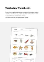 Vista previa - Hojas de trabajo - In the Sea / En el mar: Vocabulary Worksheet 1 (Hoja de trabajo de inglés) - página 1