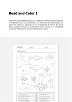 Vista previa - Hojas de trabajo - In the Sea / En el mar: Read and Color 1 (Hoja de trabajo de inglés) - página 1