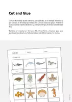 Vista previa - Manualidades / Dibujos para colorear - In the Sea / En el mar: Cut and Glue (Hoja de trabajo de inglés) - página 1