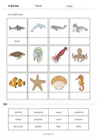 Vista previa - Manualidades / Dibujos para colorear - In the Sea / En el mar: Cut and Glue (Hoja de trabajo de inglés) - página 2