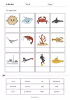 Vista previa - Manualidades / Dibujos para colorear - In the Sea / En el mar: Cut and Glue (Hoja de trabajo de inglés) - página 3