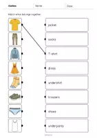 Vista previa - Hojas de trabajo - Clothes / Ropa: Draw the lines 2 (Hoja de trabajo de inglés) - página 2