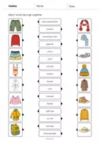 Vista previa - Hojas de trabajo - Clothes / Ropa: Draw the lines 1 (Hoja de trabajo de inglés) - página 3