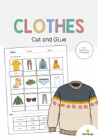 Vista previa - Manualidades / Dibujos para colorear - Clothes / Ropa: Cut and Glue (Hoja de trabajo de inglés) - Portada