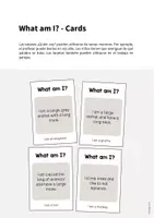 Vista previa - Tarjetas / Manipulativos - Zoo Animals / Animales del zoo: What am I? - Cards (Juego de adivinanzas para la clase de inglés) - página 1