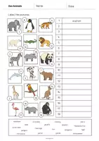 Vista previa - Hojas de trabajo - Zoo Animals / Animales del zoo: Vocabulary Worksheet 2 (Hoja de trabajo de inglés) - página 3