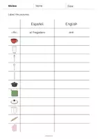 Vista previa - Hojas de trabajo - Kitchen / Cocina: Vocabulary Worksheet 3 (Hoja de trabajo de inglés) - página 2